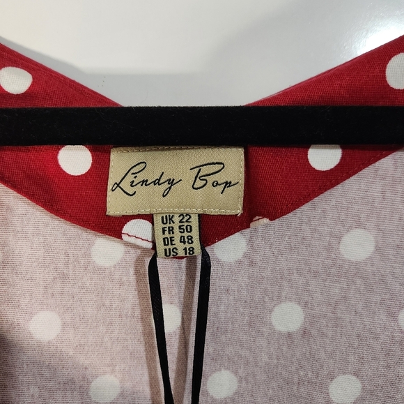 Lindy Bop Red Polka Dot Retro Women's Top, Size 18 - Picture 2 of 8